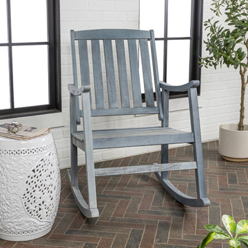 Penny Classic Slat-Back 300-Lbs Support Acacia Wood Patio Outdoor Rocking Chair - JONATHAN Y